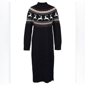 BARBOUR • Black Reindeer Knit Dress, Size 6